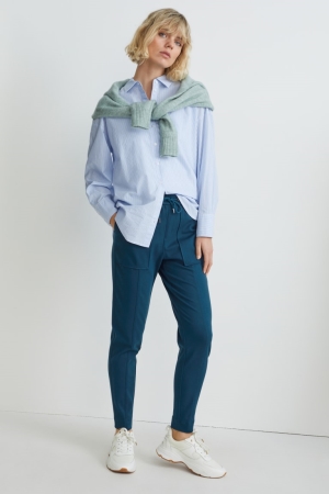 C&A Cloth Mid-rise Midja Tapered Fit Långbyxor Dam Gröna | RNGBH-4102