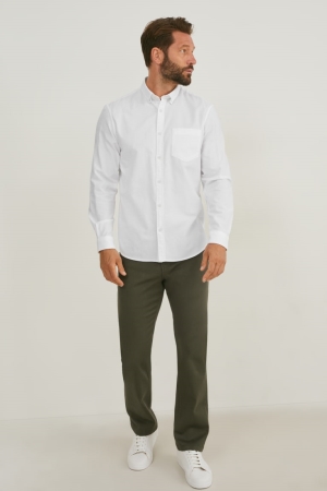 C&A Cloth Regular Fit Lycra® Långbyxor Herr Mörkgröna | CGWKV-6238