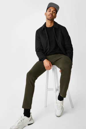 C&A Cloth Slim Fit Recycled Långbyxor Herr Mörkgröna | NOFWZ-1862