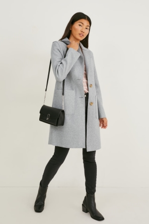 C&A Coat Rockar Dam Ljusgrå | OPXUD-7236