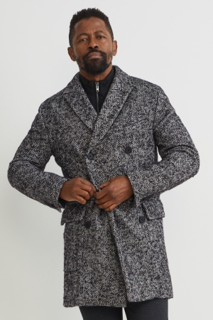 C&A Coat Rockar Herr Svarta Vita | TKYAF-6845