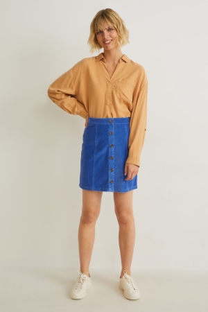 C&A Corduroy Kjolar Dam Blå | CIKVA-2875