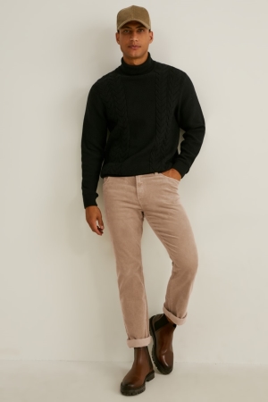 C&A Corduroy Regular Fit Lycra® Långbyxor Herr Ljusbruna | DXMAW-2763