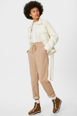 C&A Corduroy Relaxed Fit Långbyxor Dam Beige | GKQSY-3206