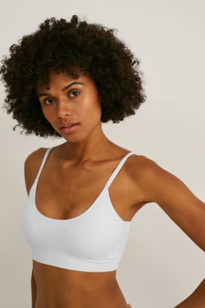 C&A Crop Vadderad Seamless- Lycra® Underkläder Dam Vita | DGZFU-6528