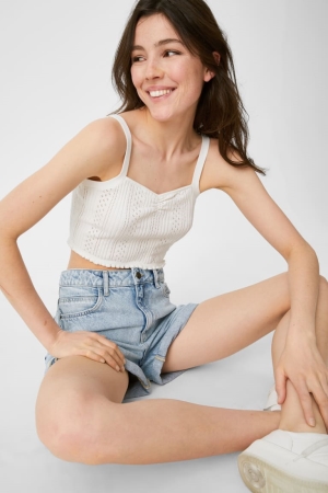 C&A Denim High Midja Recycled Jeans Dam Blå Ljusblå | OWIHL-6385
