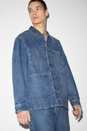 C&A Denim Jacka Herr Blå Ljusblå | WKESO-0748
