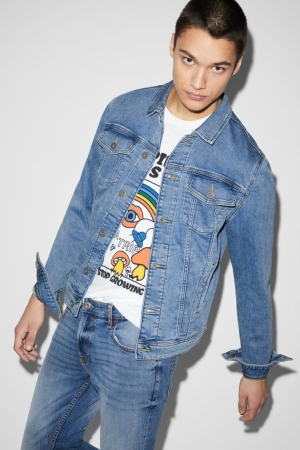 C&A Denim Jacka Herr Blå Ljusblå | XVLHR-5714