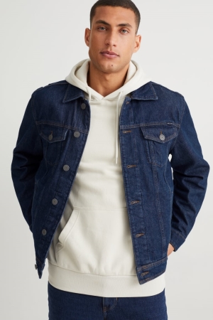 C&A Denim Jacka Herr Blå Mörkblå | DJUVW-4327