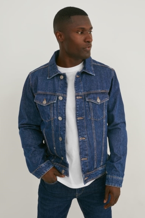 C&A Denim Jacka Herr Blå Mörkblå | RNIWV-6384
