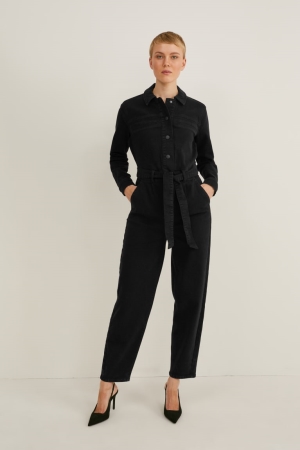 C&A Denim Långbyxor Dam Svarta | DPHIO-2367