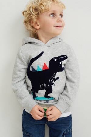 C&A Dinosaur Hoodie Tjej Ljusgrå | ZKMAS-8675
