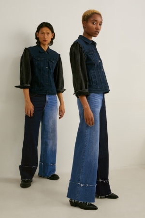 C&A E.L.V. Denim Breda Leg High Midja Genderneutral Recycled Jeans Herr Blå | EVSIY-9753