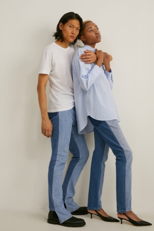 C&A E.L.V. Denim Hetero High Midja Genderneutral Recycled Jeans Herr Blå Ljusblå | QVGBX-4607