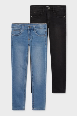 C&A Extended Sizes Multipack Of 2 Slim Jog Denim Långbyxor Pojke Blå | EPIOU-3619
