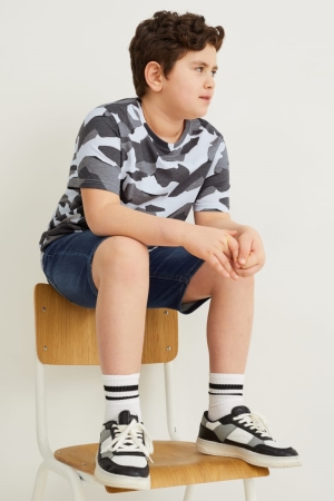 C&A Extended Sizes Multipack Of 3 Sleeve T-shirt Pojke Mörkgrå Vita | CDHAM-0496