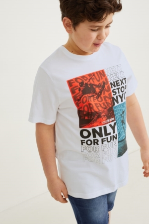 C&A Extended Sizes Multipack Of 3 Sleeve T-shirt Pojke Vita | JLIAS-5360