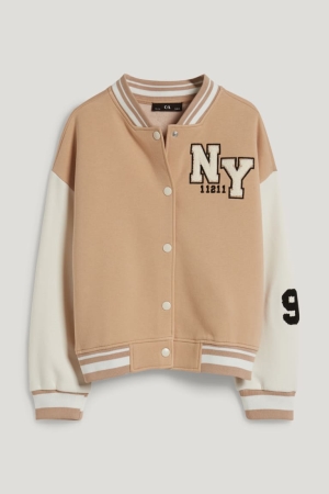 C&A Extended Sizes Zip-through Jacka Tjej Beige | IGZHE-2507