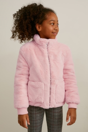 C&A Faux Fur Jacka Tjej Rosa | BRPHC-7319