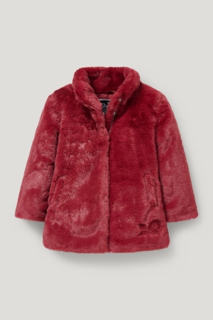C&A Faux Fur Jacka Tjej Vinröda | PJEFU-2956