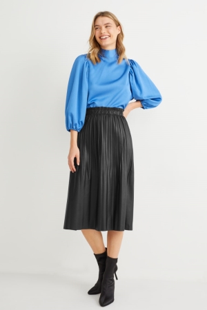 C&A Faux Läder Kjolar Dam Svarta | DOHJB-6487