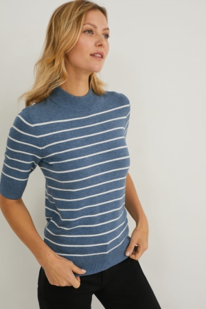 C&A Fine Knit Randig Jumpers Dam Mörkblå | BMAIE-6048