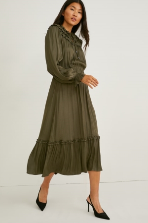 C&A Fit & Flare Recycled Klänning Dam Mörkgröna | WULKQ-0378