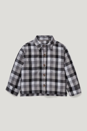 C&A Flannel Genderneutral Organic Bomull Check Skjorta Tjej Grå | MZSRJ-0157