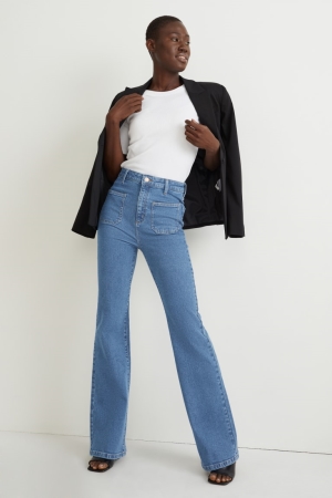 C&A Flared High Midja Lycra® Jeans Dam Blå | JFDWL-9485