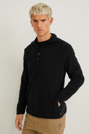 C&A Fleece Recycled Tröjor Herr Svarta | MIOUB-2658