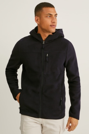 C&A Fleece With Hood Thermolite® Ecomade Recycled Jacka Herr Svarta | UHAWJ-1038