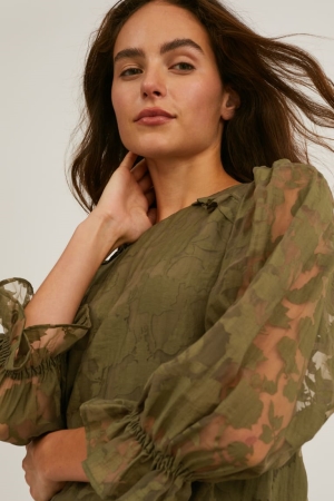 C&A Floral Blusar Dam Gröna | TWZMA-9534