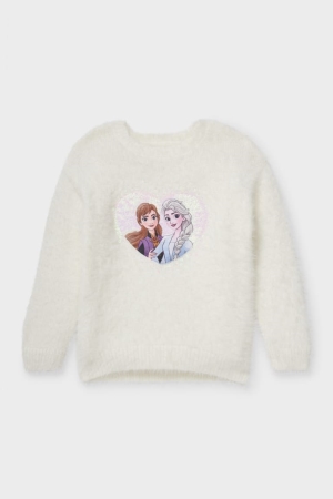 C&A Frozen Shiny Jumpers Tjej Vita | KHVTP-7206