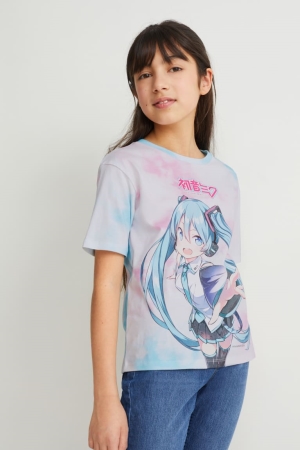 C&A Hatsune Miku Sleeve T-shirt Tjej Ljuslila | TQPOX-7035