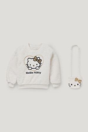 C&A Hello Kitty Set Teddy Fur And Fleece Bag Tröjor Tjej Vita | KPHEV-5980