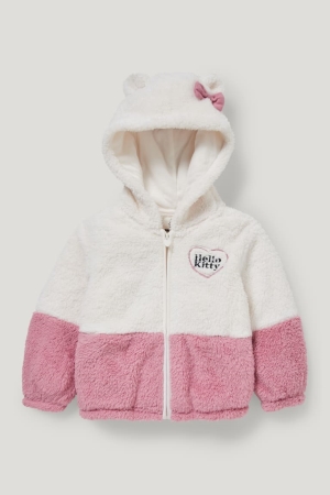 C&A Hello Kitty Teddy Fur With Hood Hoodie Tjej Vita | CBFMV-1204