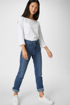 C&A Hetero High Midja Jeans Dam Blå | IVLGF-8691