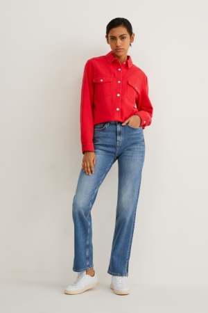 C&A Hetero High Midja Jeans Dam Blå | TXKOI-0729