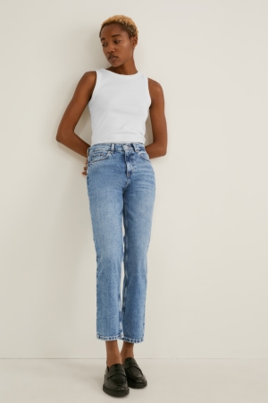 C&A Hetero High Midja Lycra® Jeans Dam Blå Ljusblå | ASNGU-4283