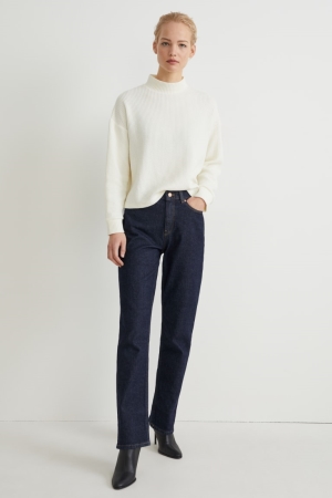 C&A Hetero High Midja Lycra® Jeans Dam Blå Mörkblå | DIJLH-3541