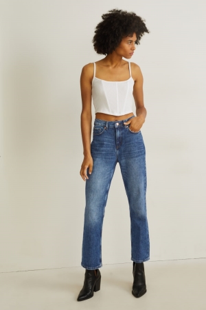 C&A Hetero High Midja Lycra® Jeans Dam Blå | NQAST-6981
