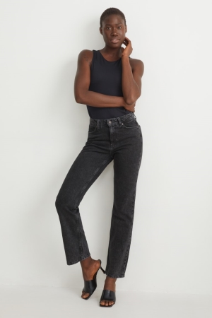 C&A Hetero High Midja Lycra® Jeans Dam Blå Mörkgrå | OJBWI-5630