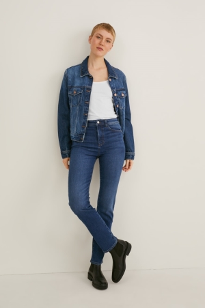 C&A Hetero High Midja Lycra® Jeans Dam Blå | OPVNL-0926