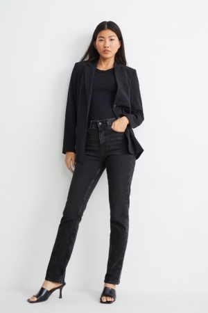 C&A Hetero High Midja Lycra® Jeans Dam Svarta | JAONM-0213