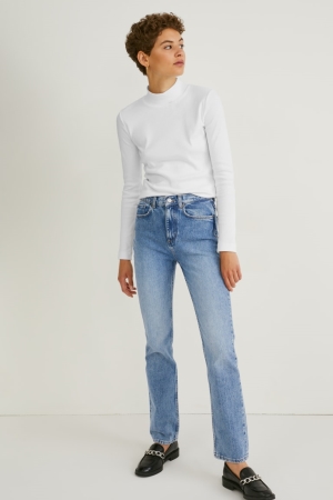 C&A Hetero High Midja Recycled Jeans Dam Blå Ljusblå | WAECR-3910