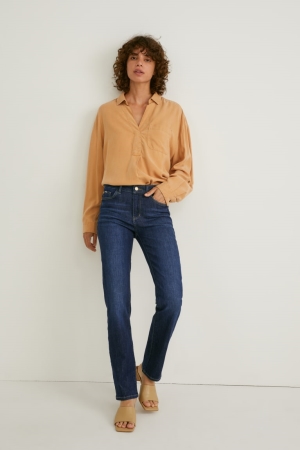 C&A Hetero Mid-rise Midja Jeans Dam Blå Mörkblå | AJGWV-0598