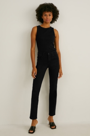 C&A Hetero Mid-rise Midja Jeans Dam Svarta | JTNBA-1087