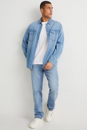 C&A Hetero Organic Bomull Jeans Herr Blå Ljusblå | JRAPM-6782