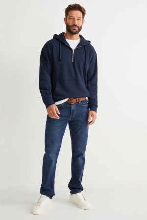 C&A Hetero Organic Bomull Jeans Herr Blå Mörkblå | MZXUP-4750