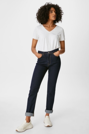 C&A Hetero Super High Midja Recycled Jeans Dam Blå Mörkblå | RUATQ-0851